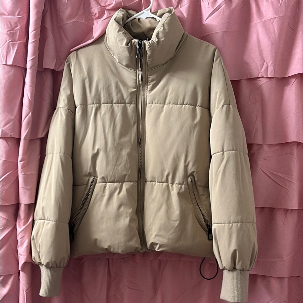Women's Beige Puffer Jacket